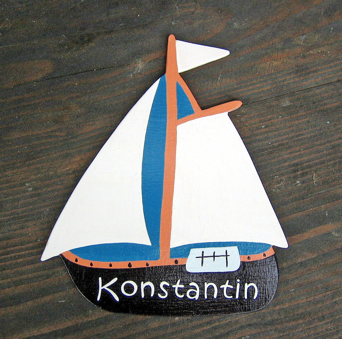 Trschild Segelschiff mit Name fr Kinder